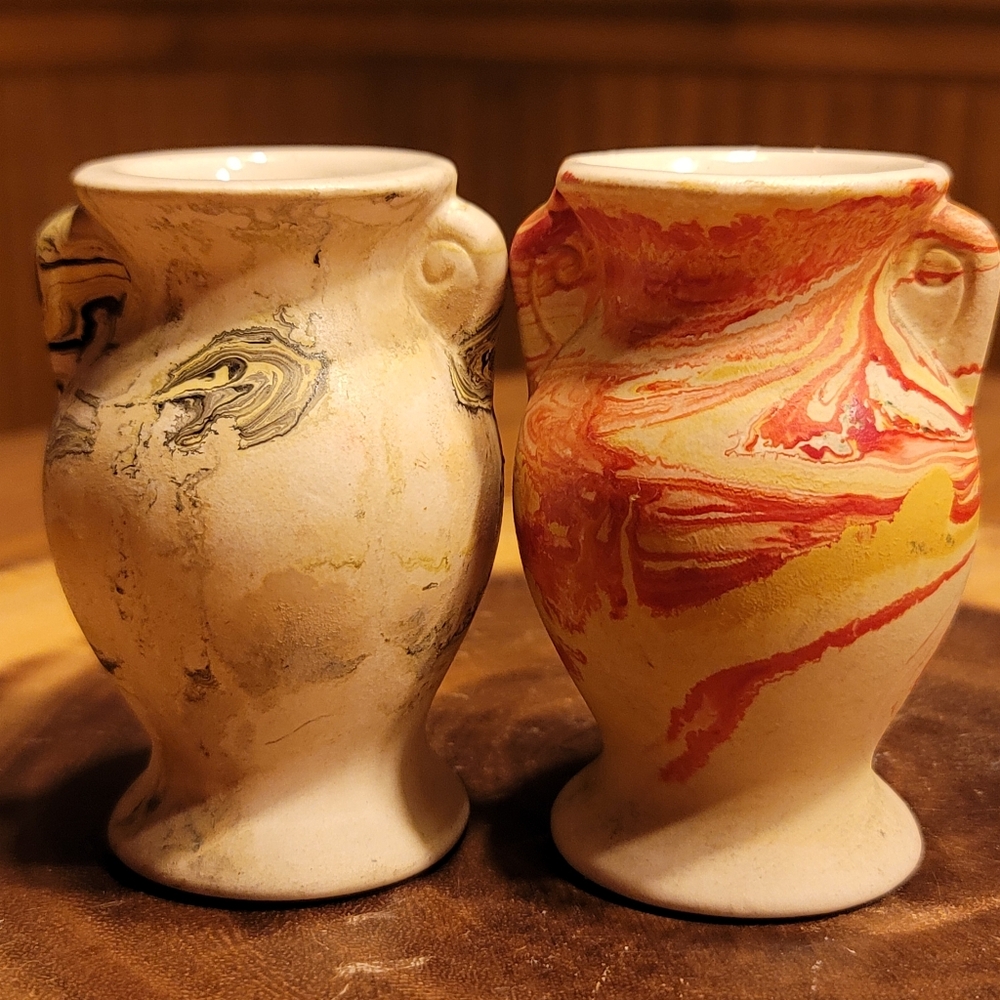 Antique 1920s Morton End Of Day Pottery Mini Vases Set Of 2 - Picture 5 of 11